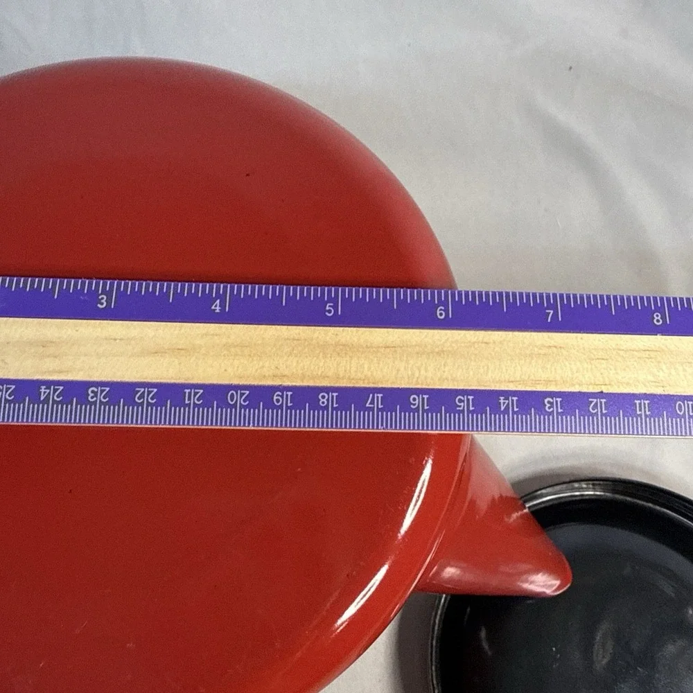 Vintage Mid-Century Modern Red Enamel Stovetop Tea Kettle